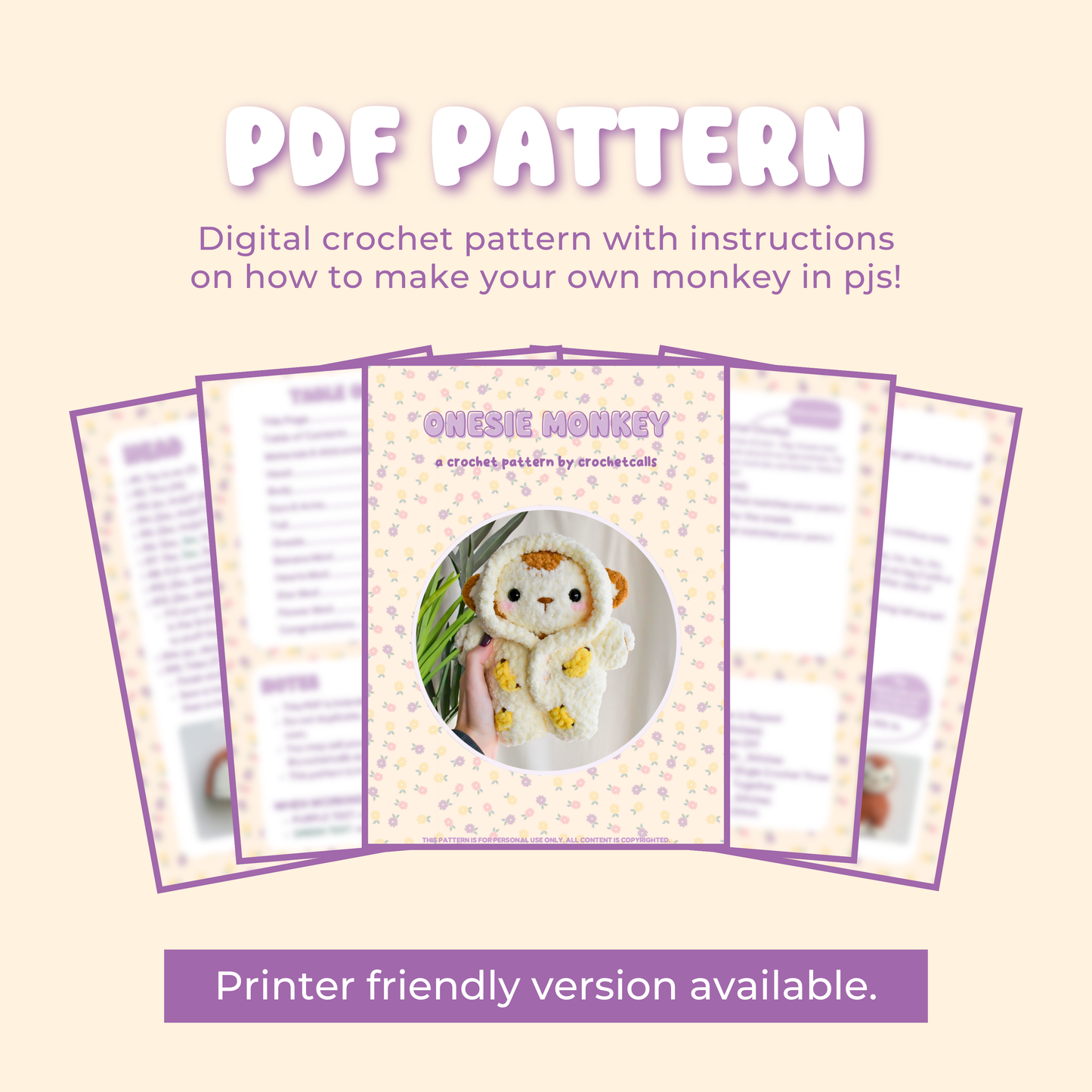 Monkey in Pajamas Crochet Pattern | Amigurumi PDF