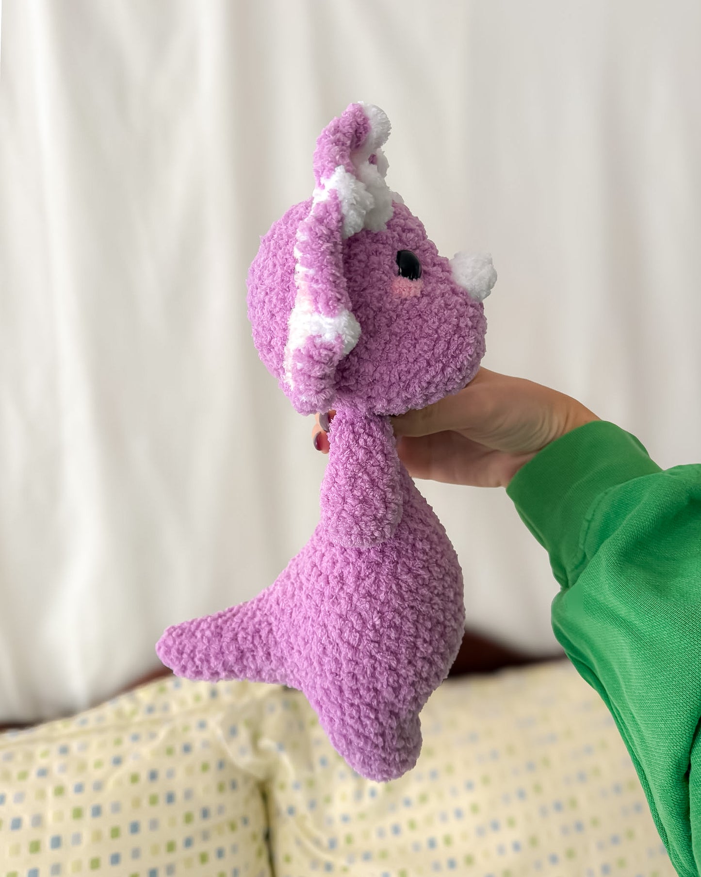 Weighted Triceratops, Purple & Pink Dinosaur