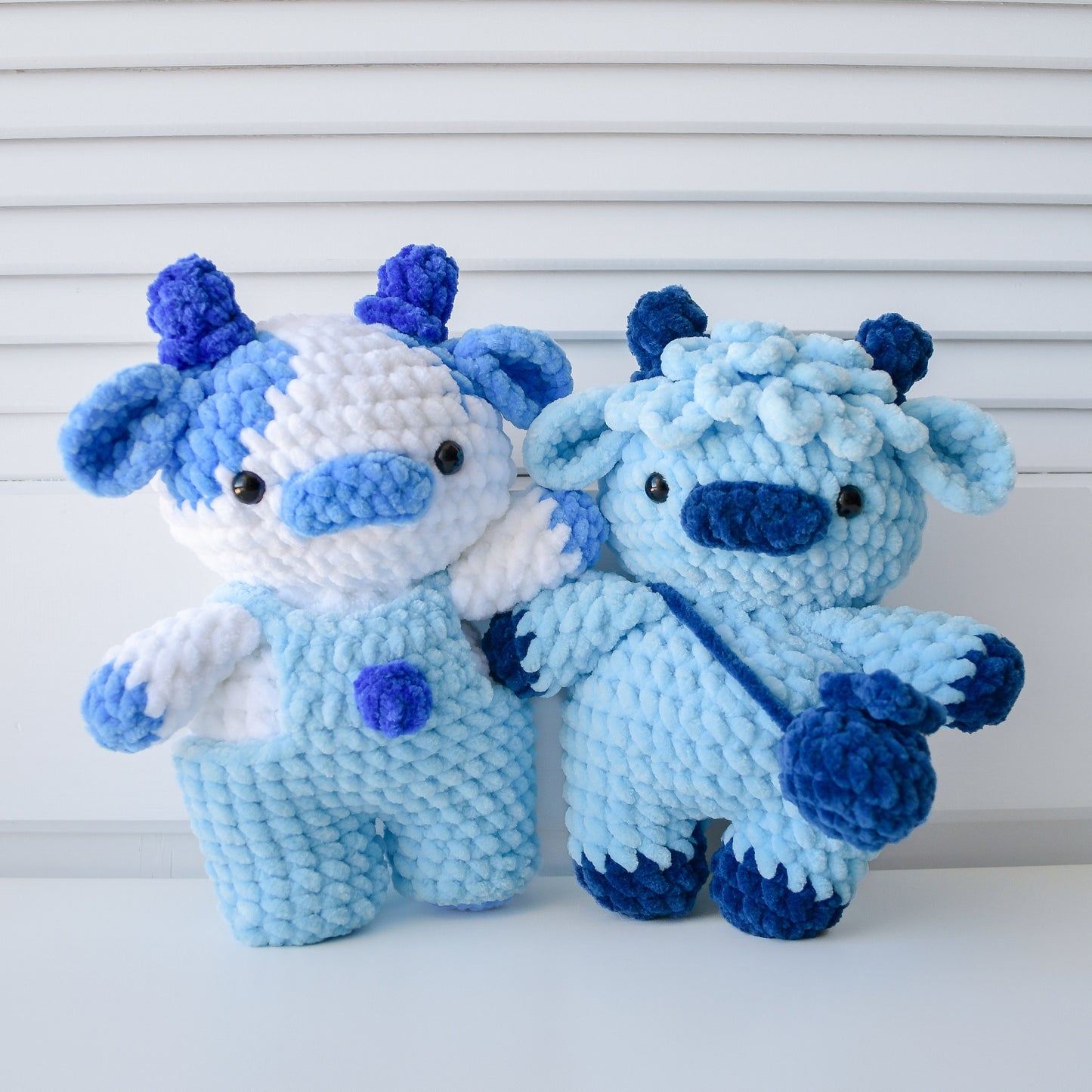 10-in-1 Fruit Cows Crochet Pattern Bundle (Amigurumi Highland Cow Overall Dungaree Cow Strawberry Grape Banana Blueberry Cherry Blossom)