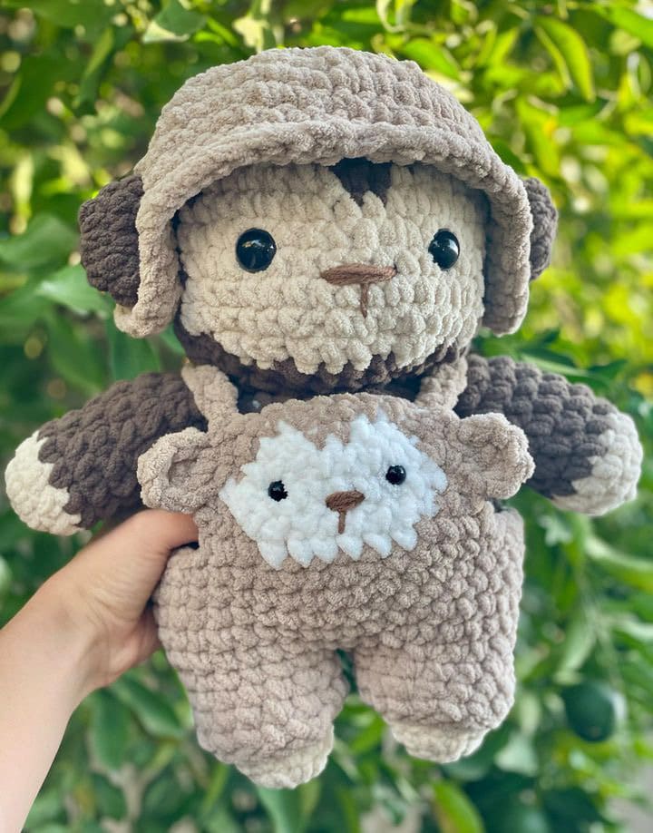 Crochet Monkey with Hat and Overalls Plushie Pattern