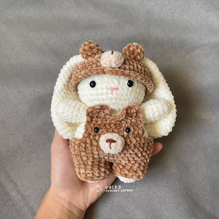 2-in-1 Crochet Bunny in a Bear/Frog Costume Pattern Bundle