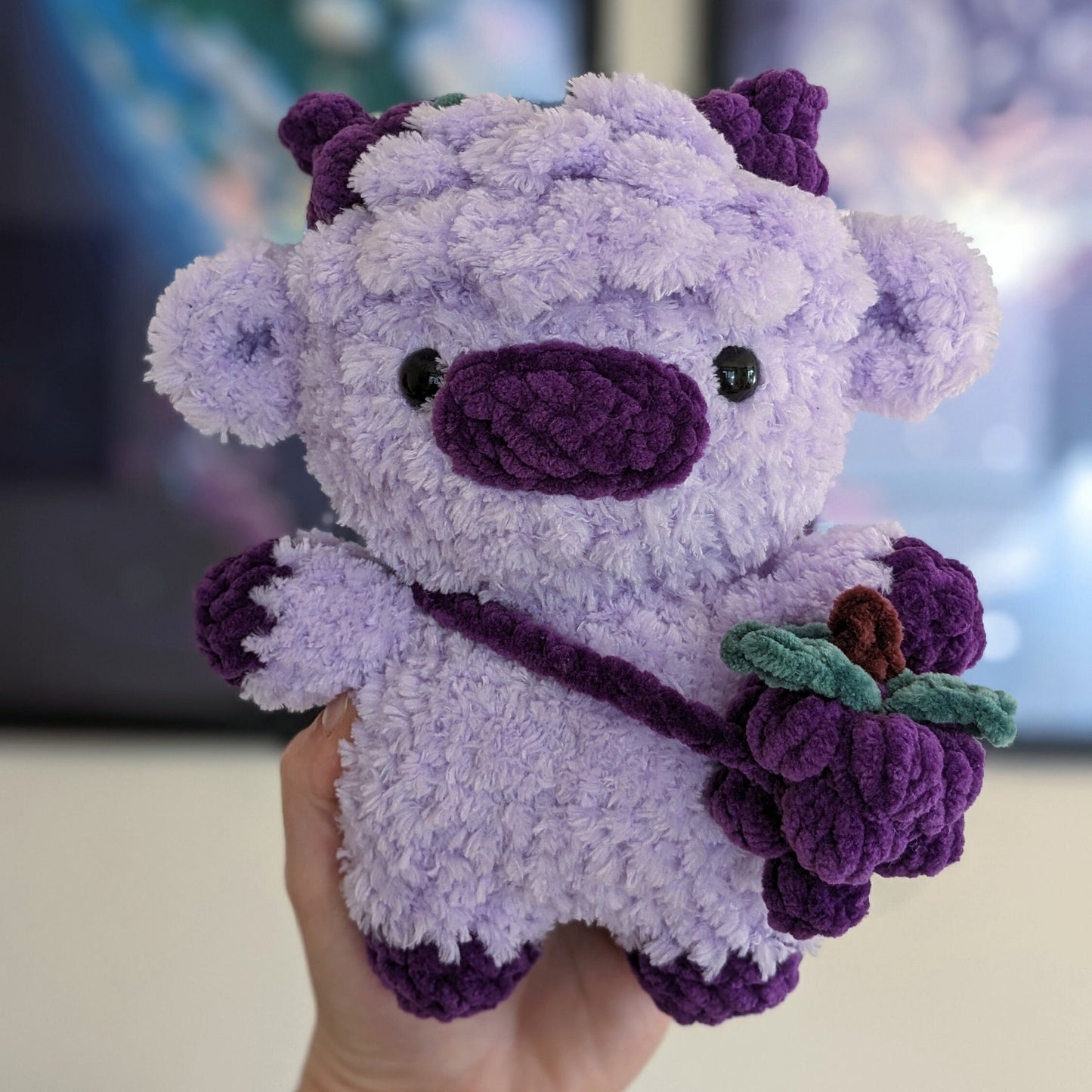 2-in-1 Grape Cows Crochet Pattern Bundle (Amigurumi Highland Cow Overall Dungaree Cow)