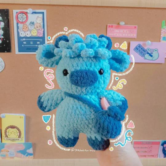 2-in-1 Blueberry Cows Crochet Pattern Bundle (Amigurumi Highland Cow Overall Dungaree Cow)