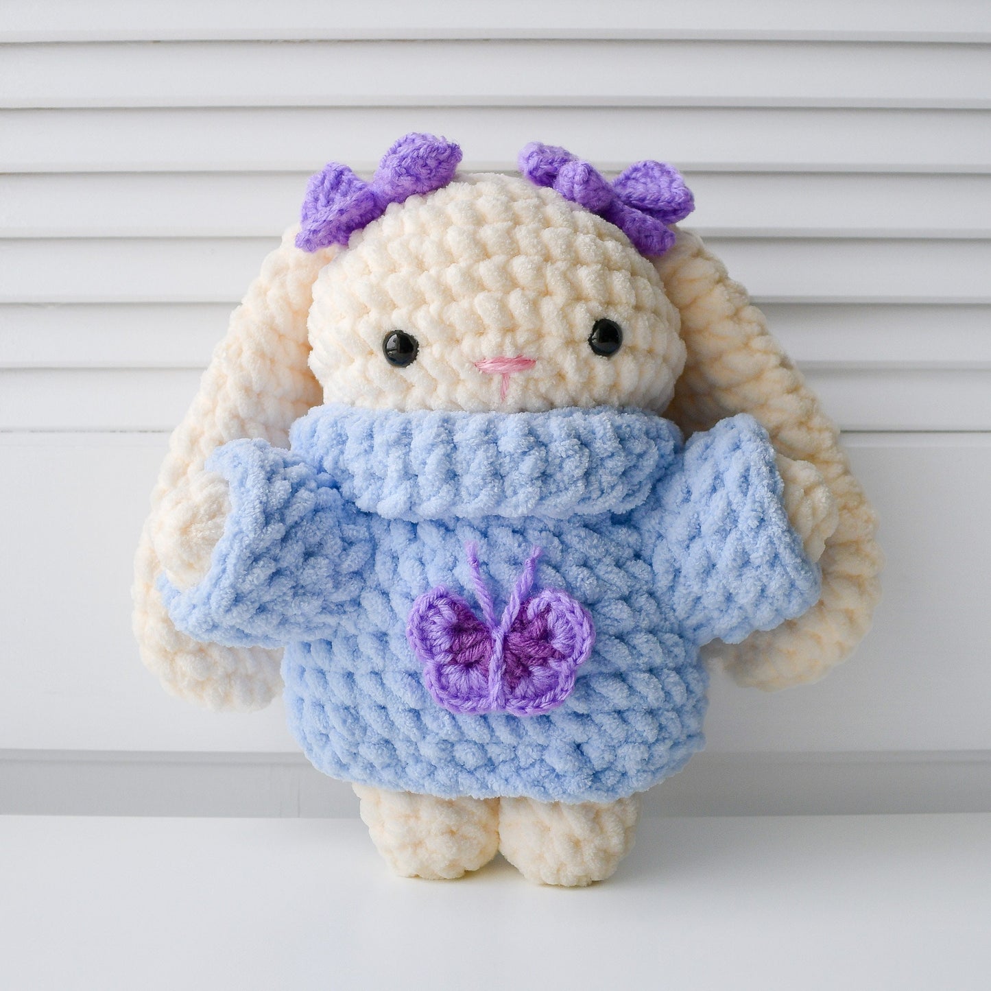 Crochet Bunny with a Turtleneck Sweater and Hat Plushie Pattern