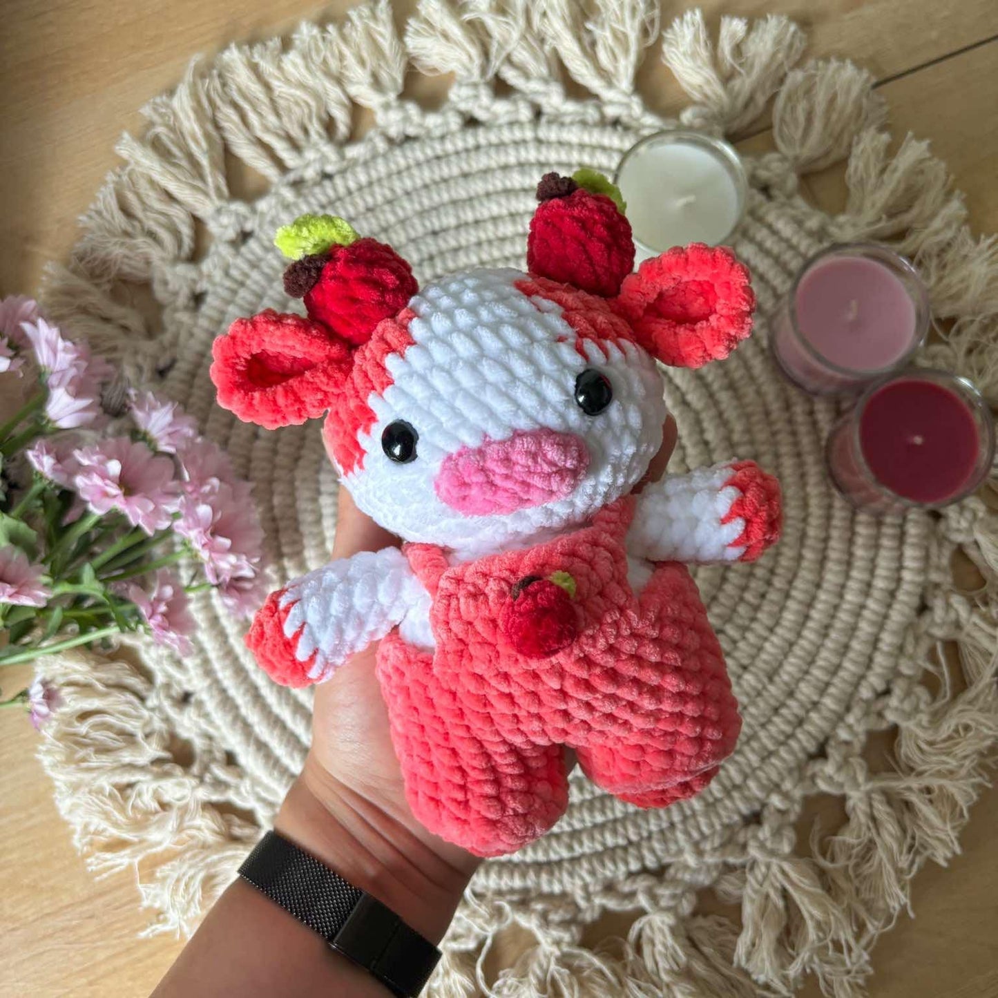 2-in-1 Apple Cows Crochet Pattern Bundle (Amigurumi Highland Cow Overall Dungaree Cow)