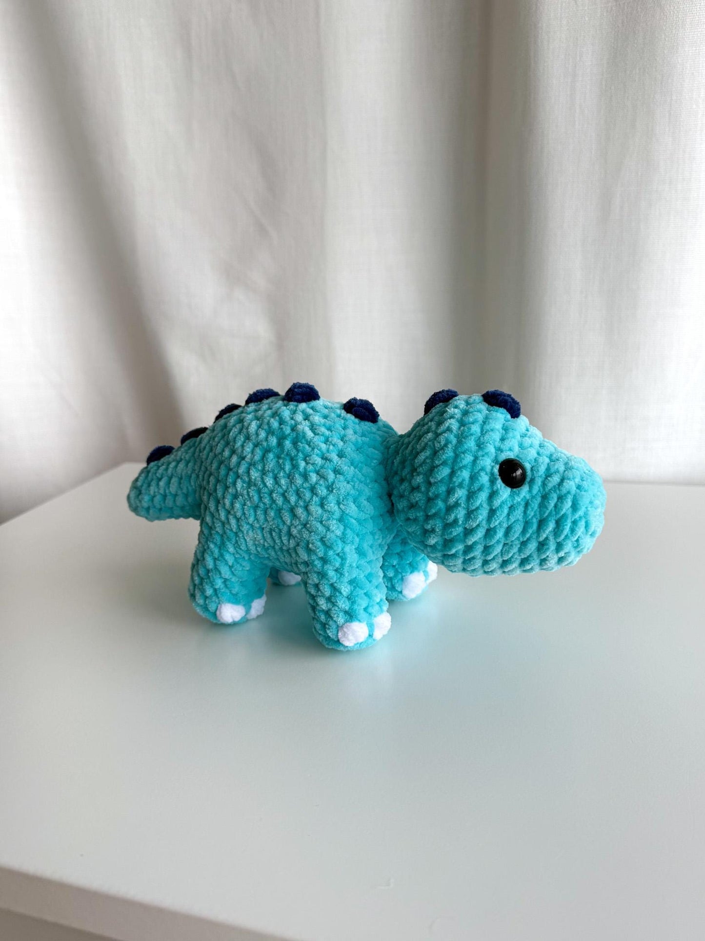 Handmade Crochet Blue Dinosaur Stegosaurus Amigurumi Plushie