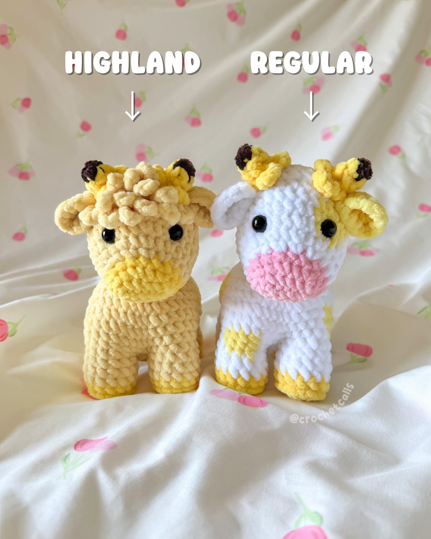 Handmade Crochet Fruit Cow Plushies | Strawberry, Banana, Watermelon, Blueberry, Grape, Highland