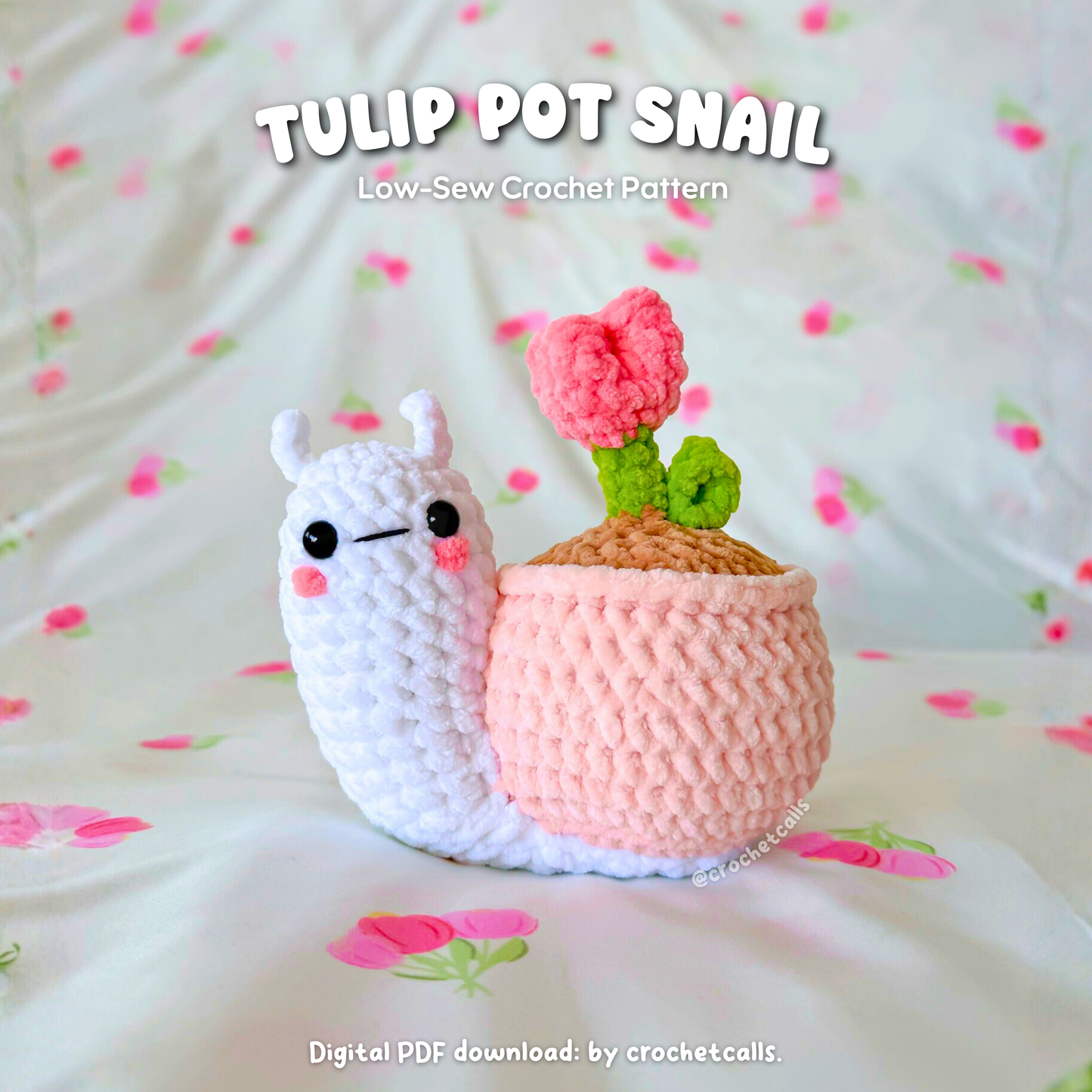 Tulip Pot Snail Pattern | Low Sew Crochet Amigurumi PDF