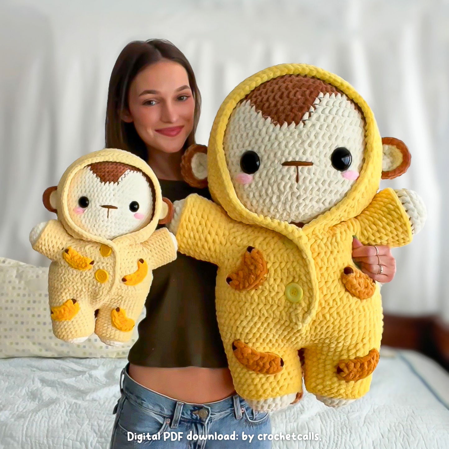Jumbo Monkey in Pajamas Pattern | Crochet Amigurumi PDF