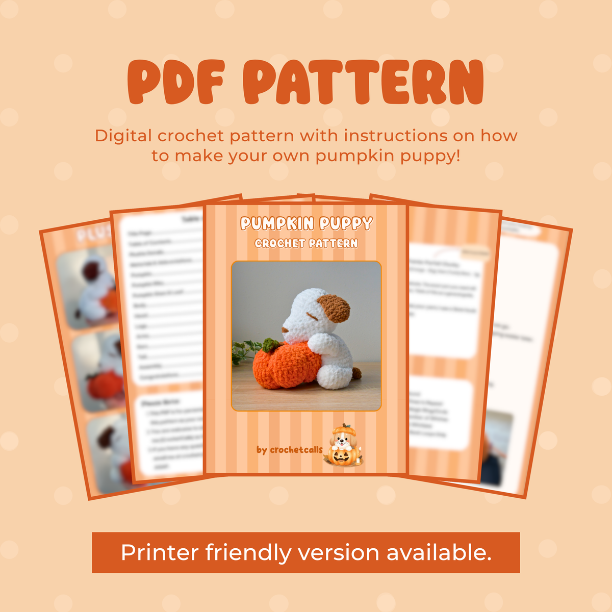 Pumpkin Puppy Crochet Pattern | Halloween Fall Amigurumi PDF