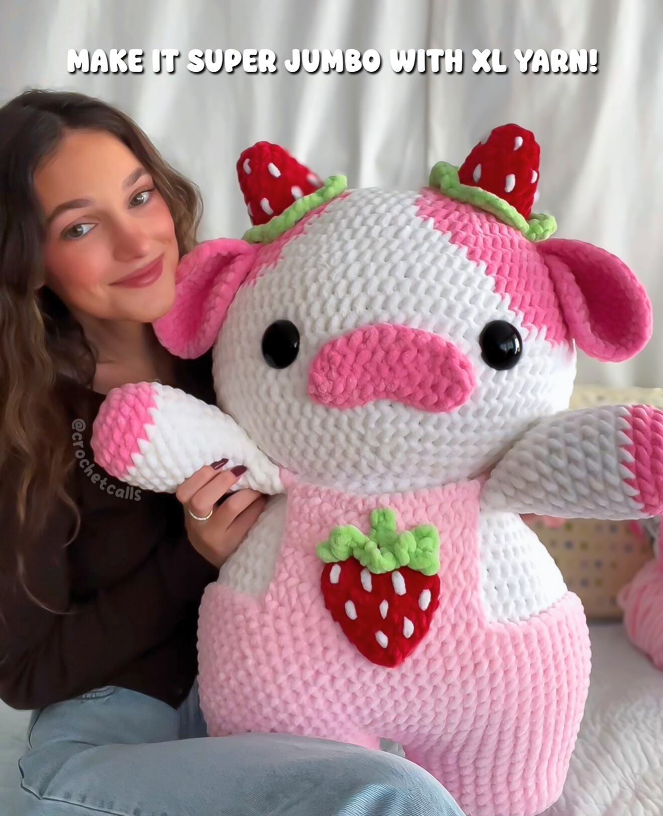 Jumbo Strawberry Cow Pattern | Crochet Amigurumi PDF