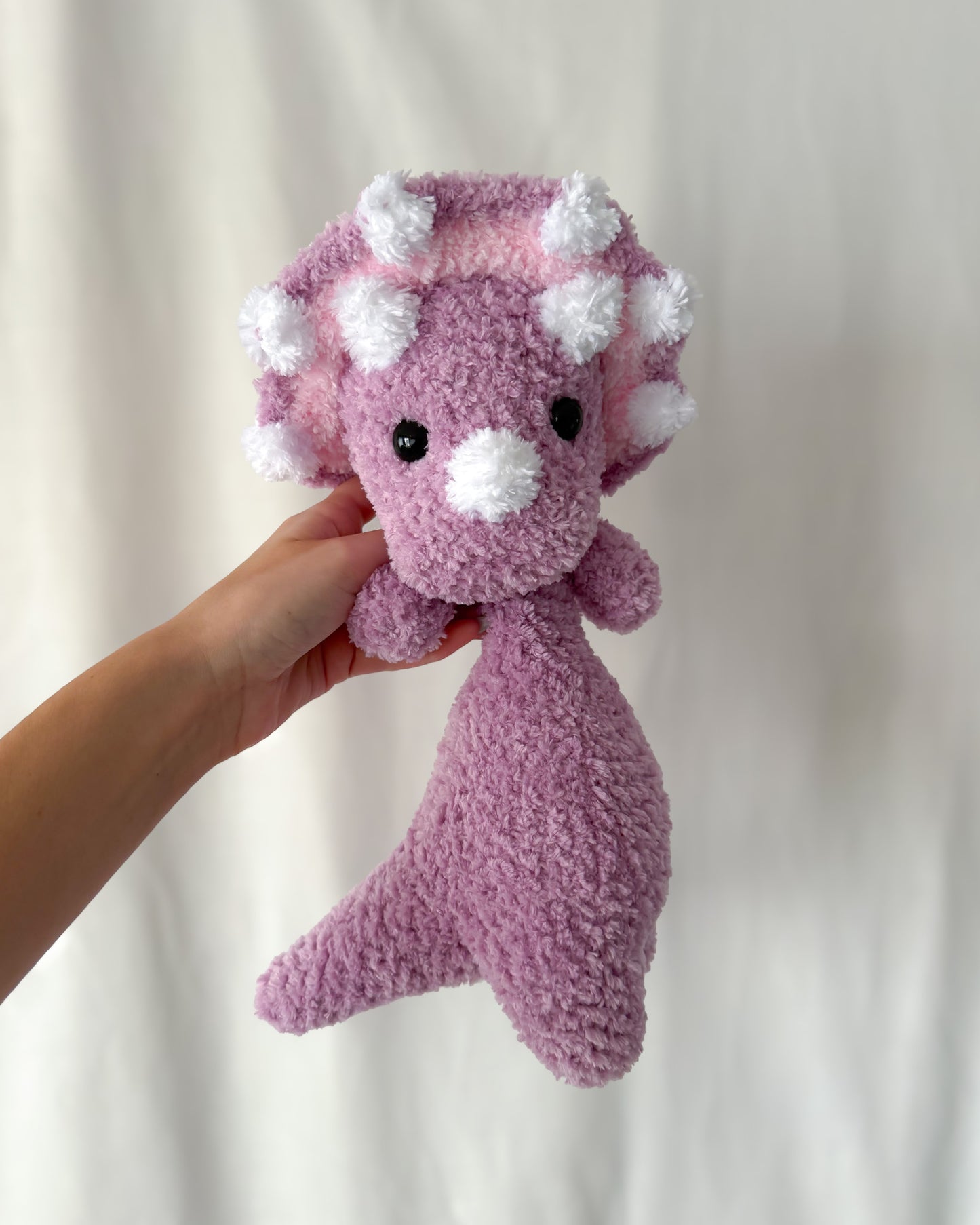 Weighted Triceratops, Fluffy Purple & Pink Dinosaur
