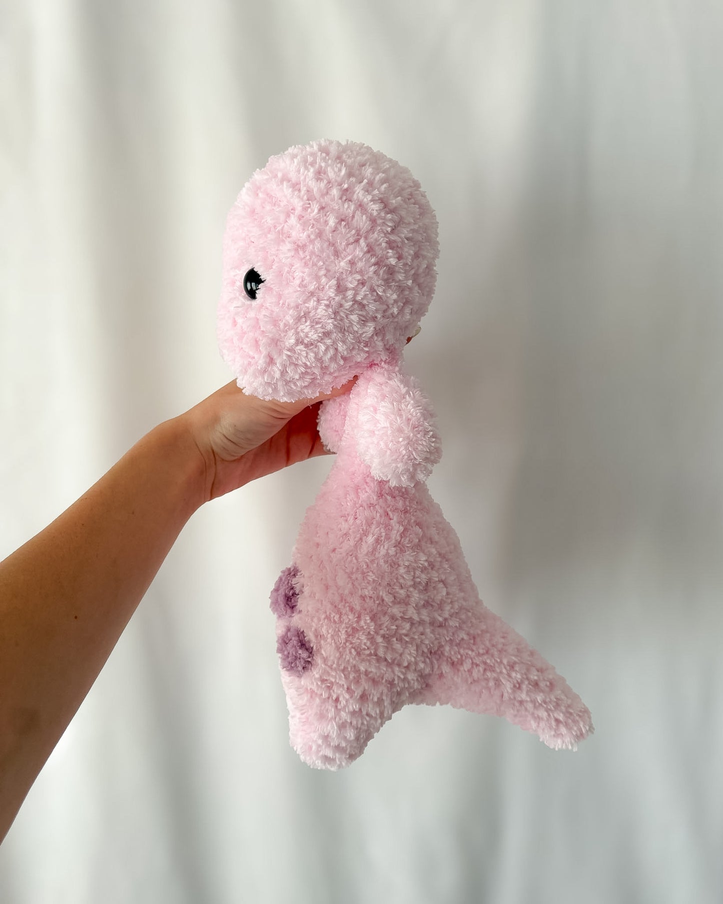 Weighted Brontosaurus, Fluffy Pink & Purple Dinosaur