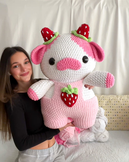 Giant Strawberry Cow - Hot Pink & Light Pink