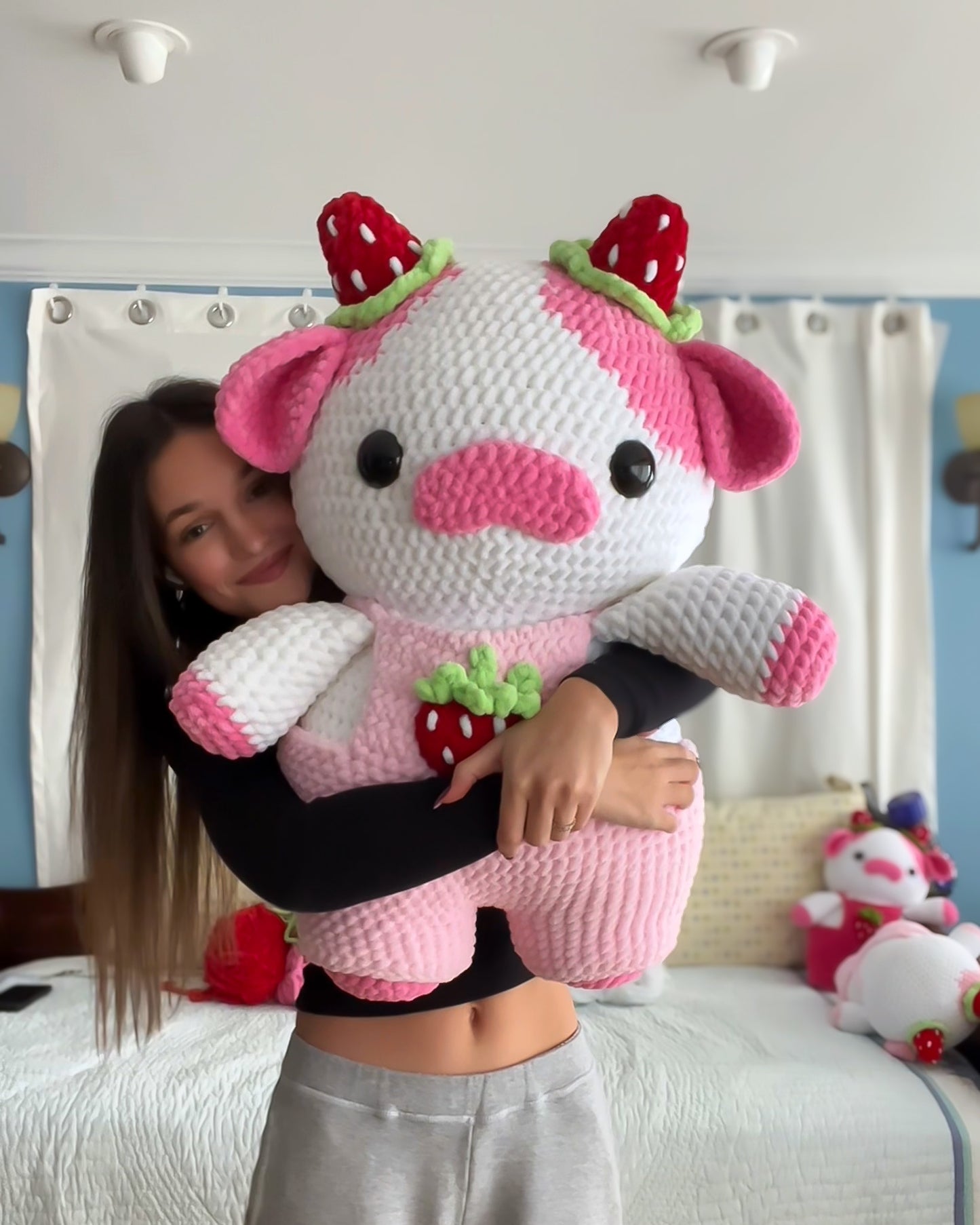 Giant Strawberry Cow - Hot Pink & Light Pink