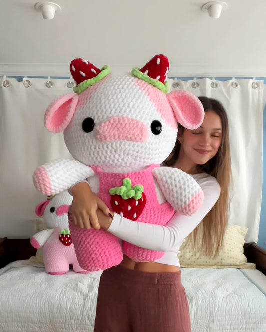 Giant Strawberry Cow - Light Pink & Hot Pink
