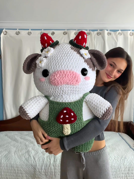 Giant Cottage Core Cow - Gray & Sage