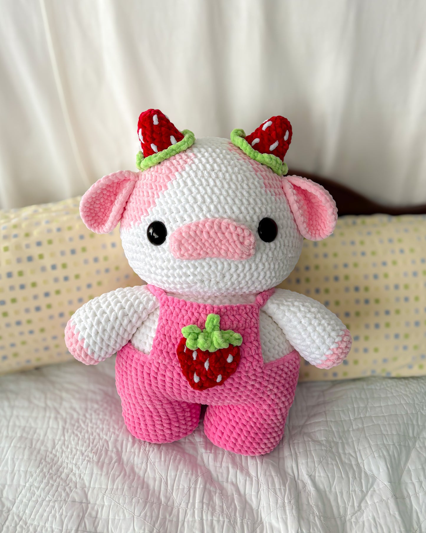 Giant Strawberry Cow - Light Pink & Hot Pink