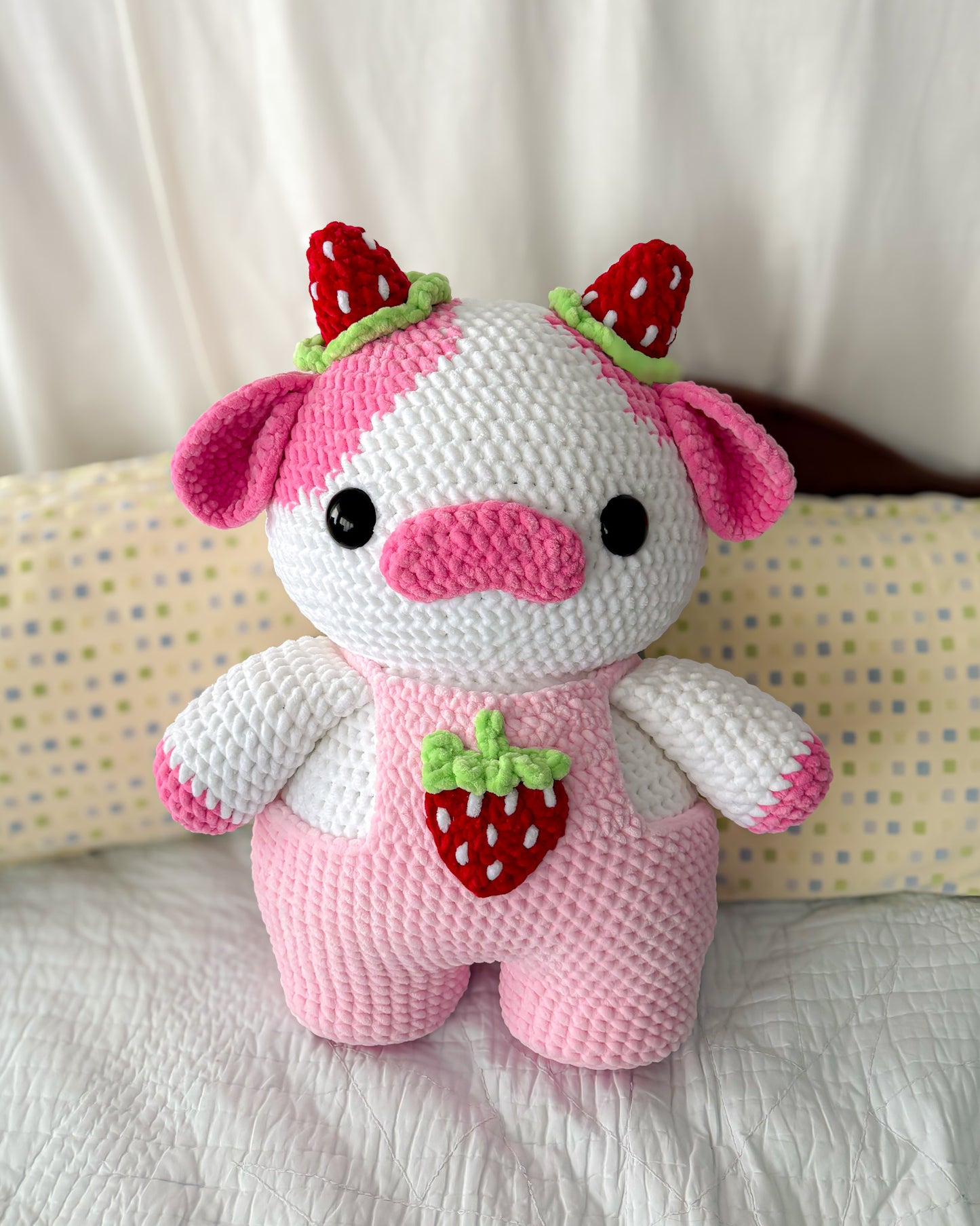 Giant Strawberry Cow - Hot Pink & Light Pink