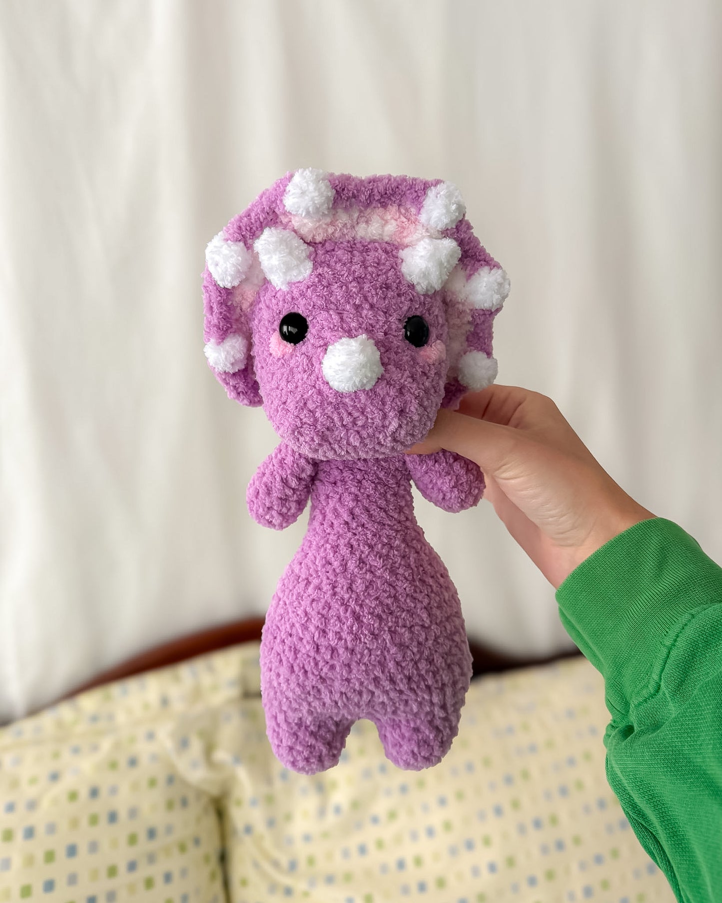 Weighted Triceratops, Purple & Pink Dinosaur