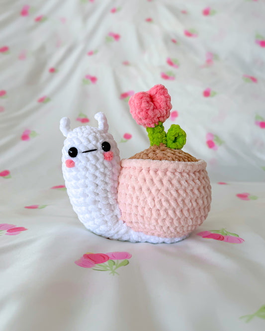 Tulip Pot Snail - Pink & White (Weighted Pot)