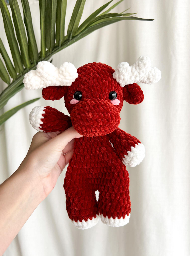 Handmade Crochet Moose Snuggler Plushie