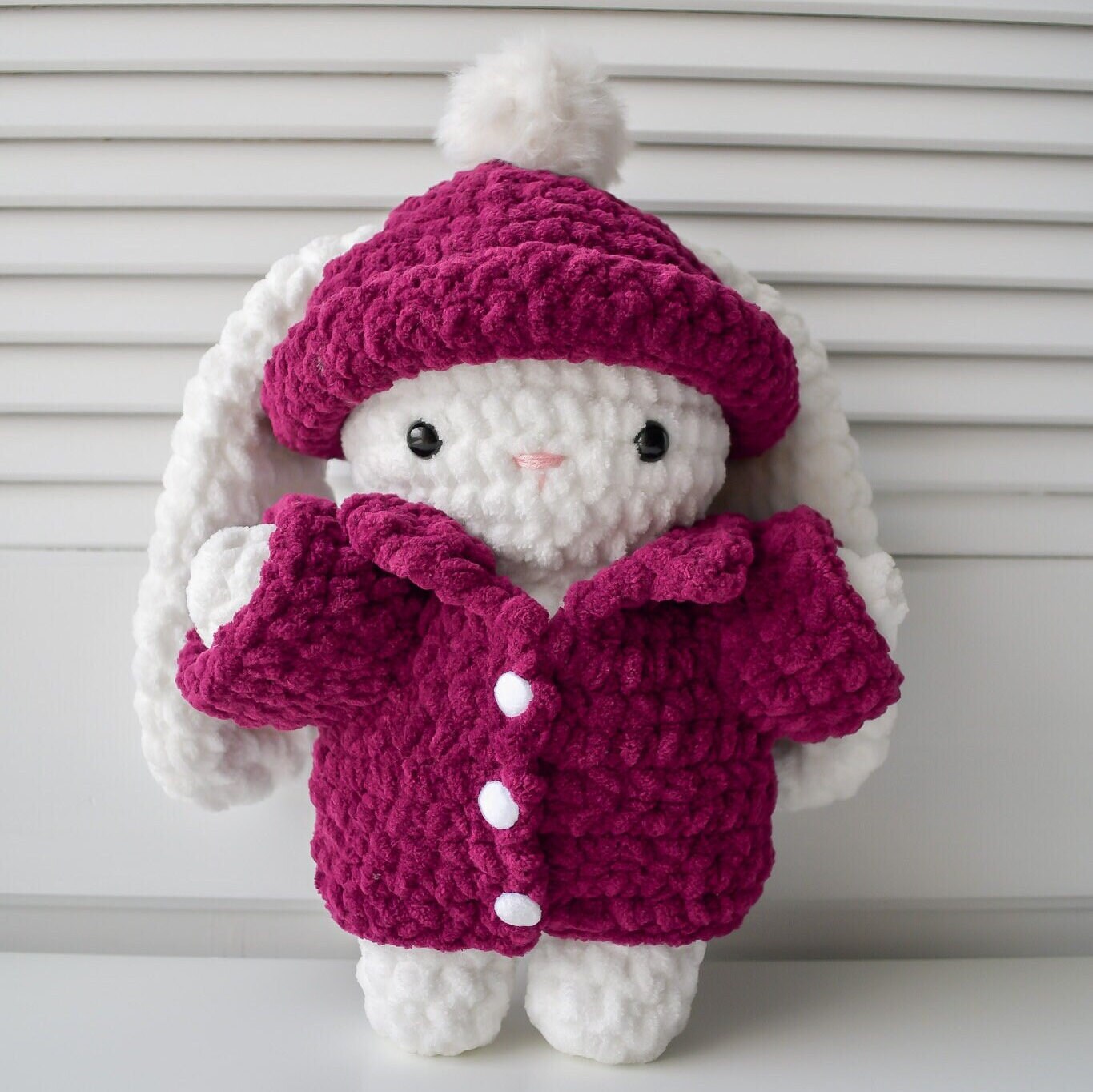 5-in-1 Crochet Bunny with Clothes and Accessories Pattern Bundle  Winter Jacket Coat Beanie Stocking Hat Hoodie Scarf Turtleneck Ear Warmer