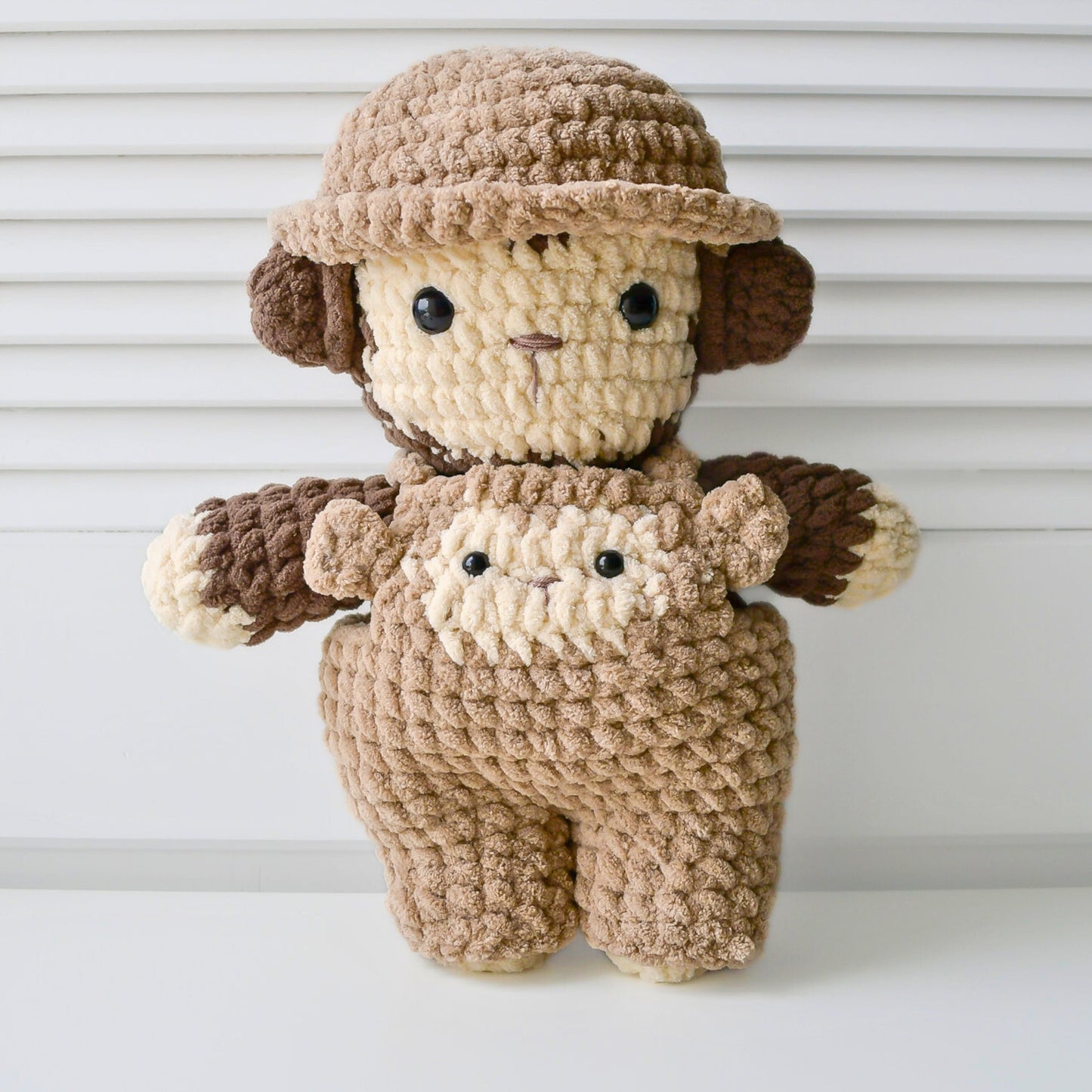 2-in-1 Crochet Bunny and Monkey with Hat and Overalls Pattern Bundle
