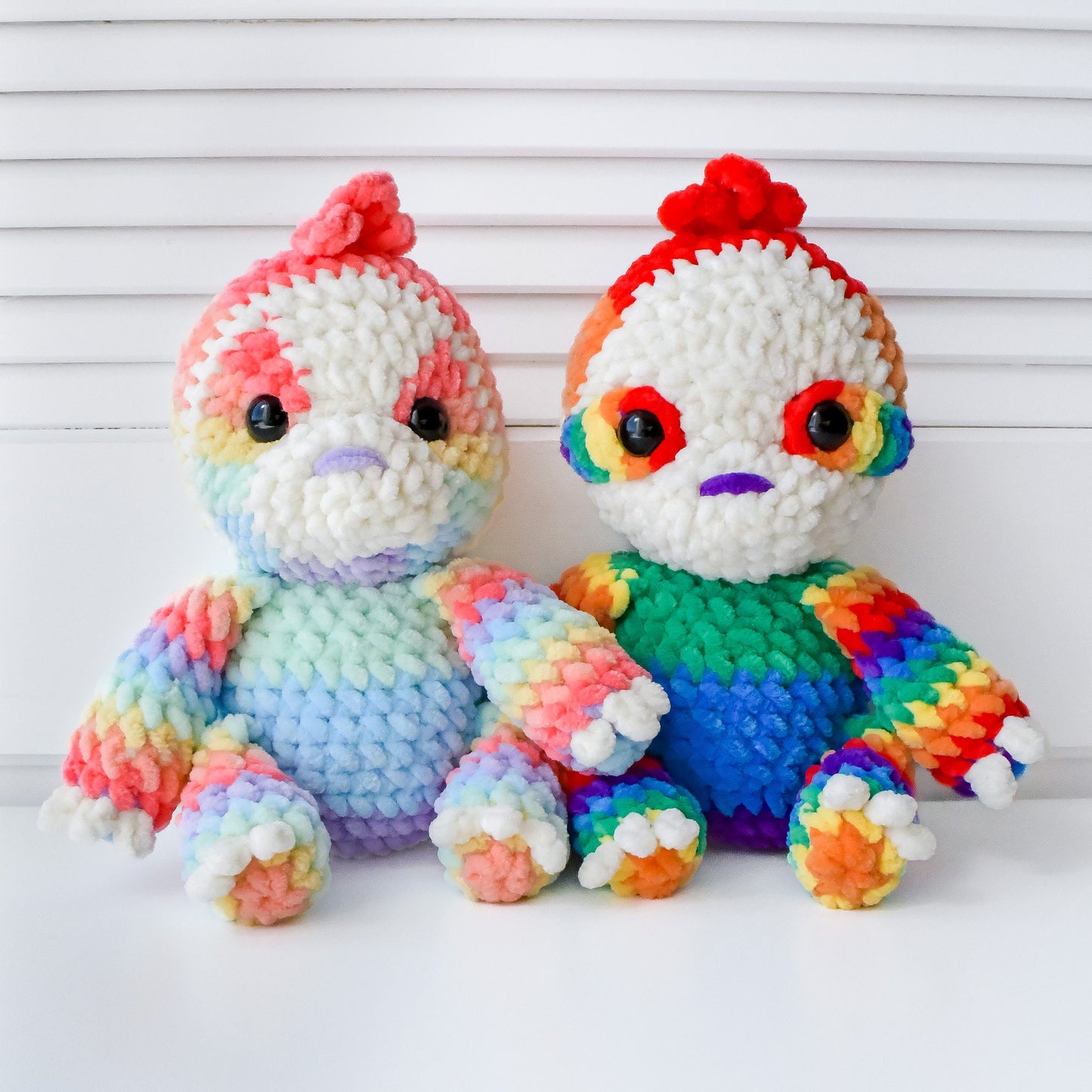 2 in 1 Crochet Sloth Plushie Pattern with Sleep Eye Covering and Rainbow Pride Mod