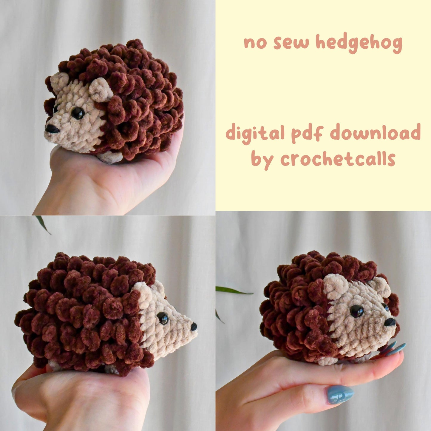 Crochet No Sew Hedgehog Plushie Pattern, Beginner-Friendly Amigurumi, CrochetCalls Critters