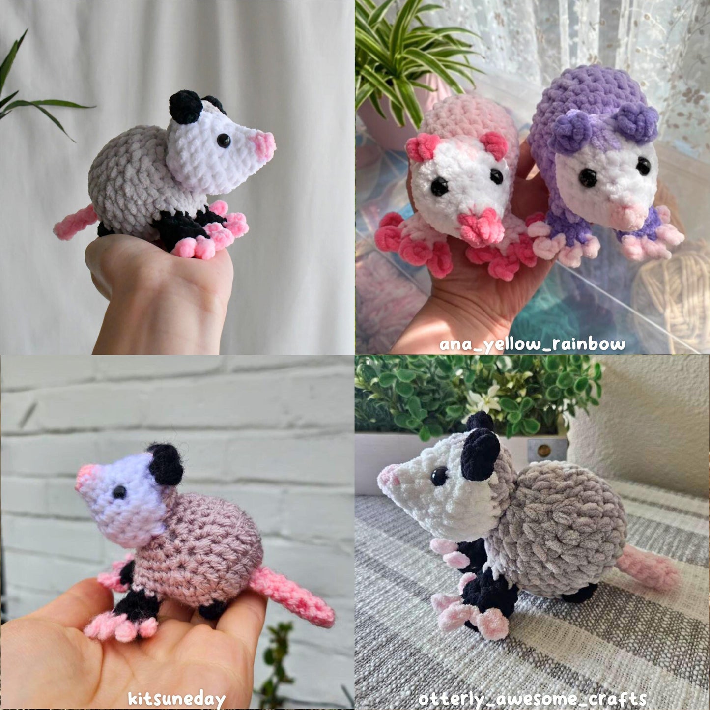 Crochet Low Sew Opossum Plushie Pattern, Beginner-Friendly Amigurumi, CrochetCalls Critters