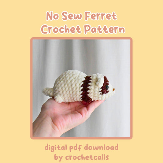 Crochet No Sew Ferret Plushie Pattern, Beginner-Friendly Amigurumi, CrochetCalls Critters