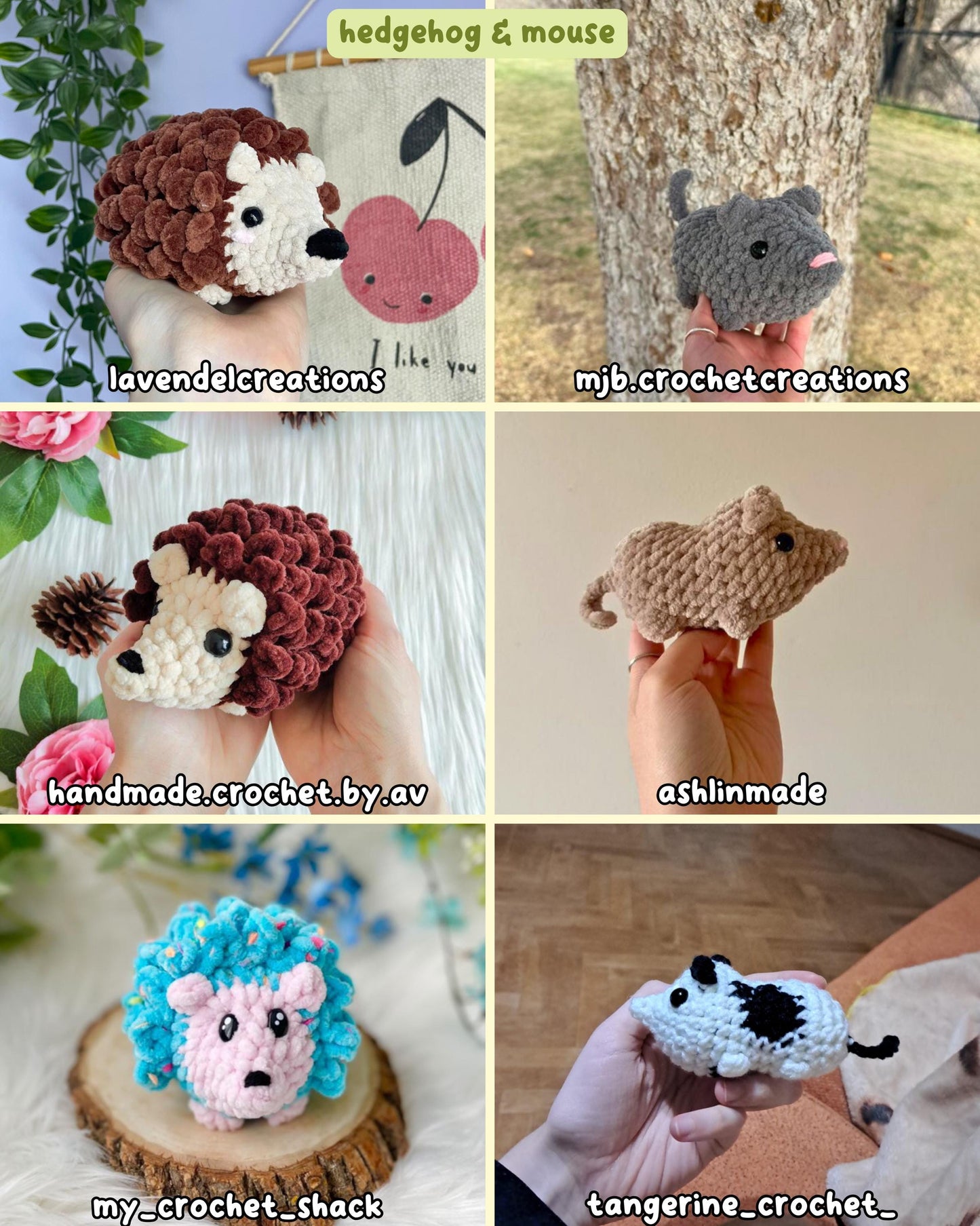Crochet Critters Pattern Bundle – No & Low Sew Squirrel, Opossum, Mouse, Hedgehog, Hamster, Guinea Pig, Ferret, Chinchilla, Chipmunk, Bunny