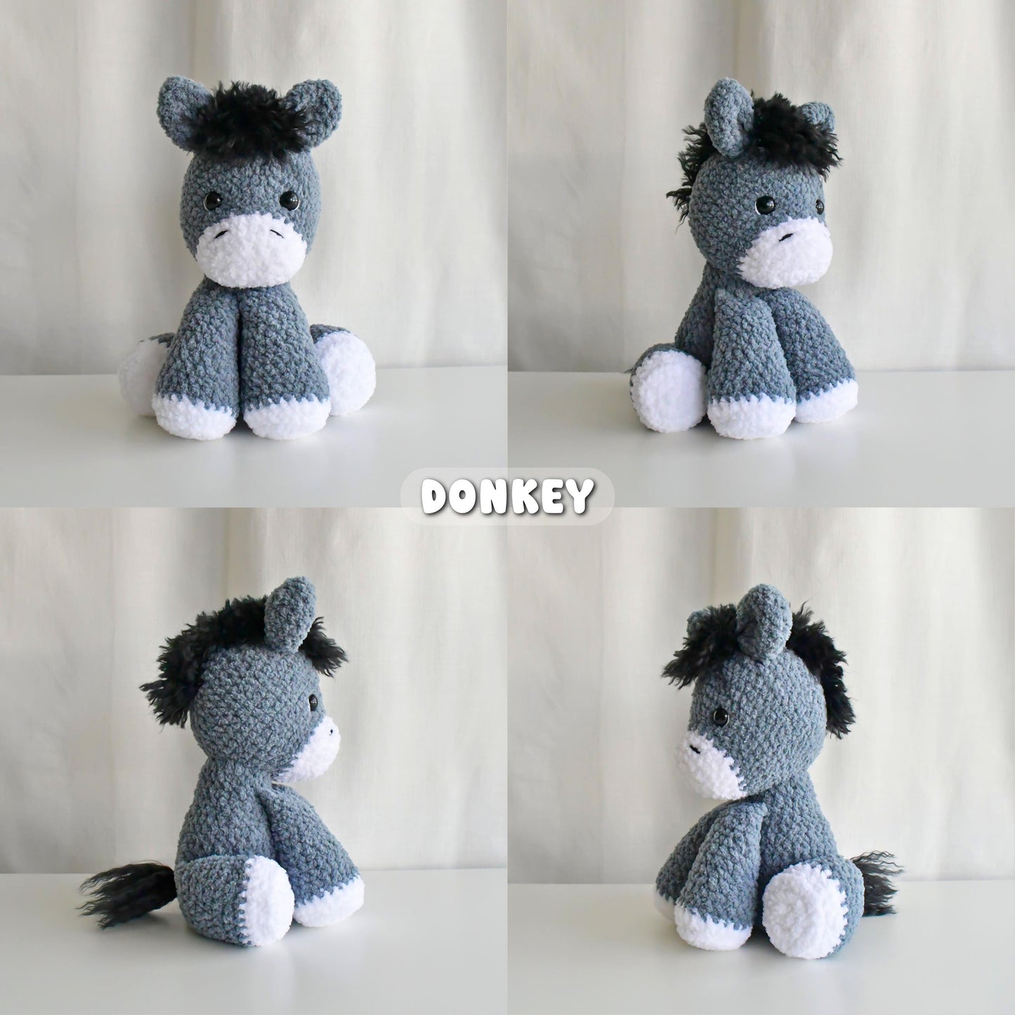 Crochet 4 in 1 Pattern Bundle – Horse, Donkey, Zebra, Unicorn – Digital Amigurumi PDF Pattern