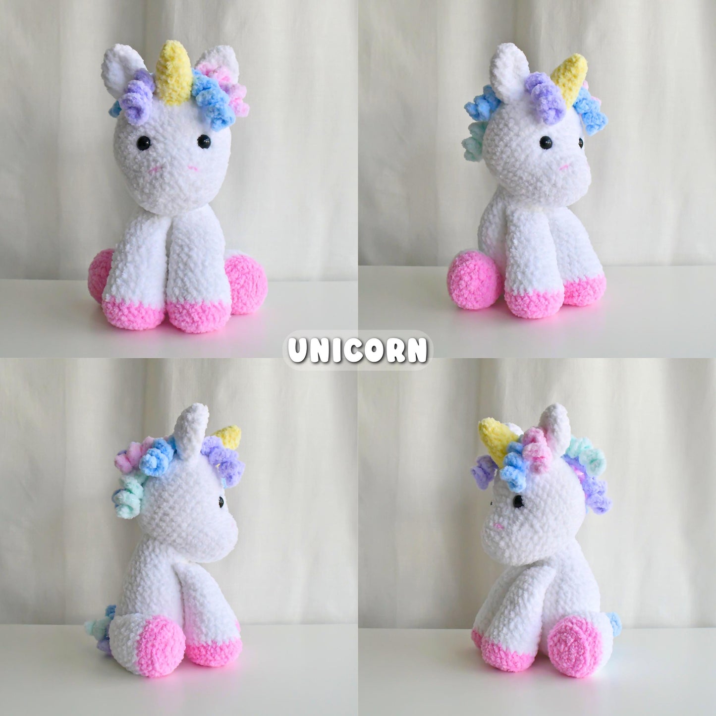 Crochet 4 in 1 Pattern Bundle – Horse, Donkey, Zebra, Unicorn – Digital Amigurumi PDF Pattern