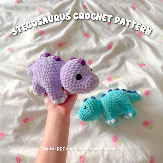 Stegosaurus Crochet Pattern PDF Cute Dinosaur Plushie Amigurumi Low Sew Digital Pattern