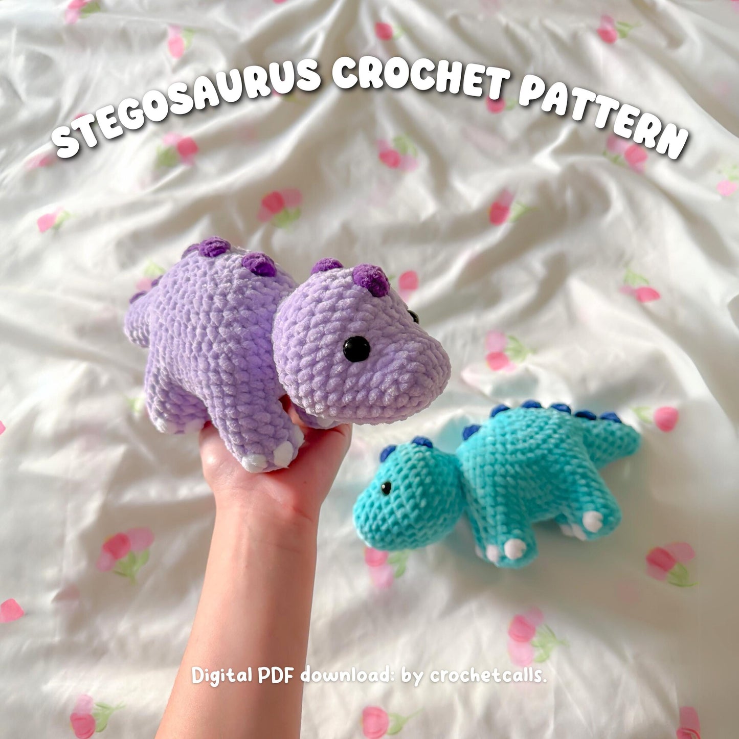 Stegosaurus Crochet Pattern, Low Sew Amigurumi Plush (PDF)