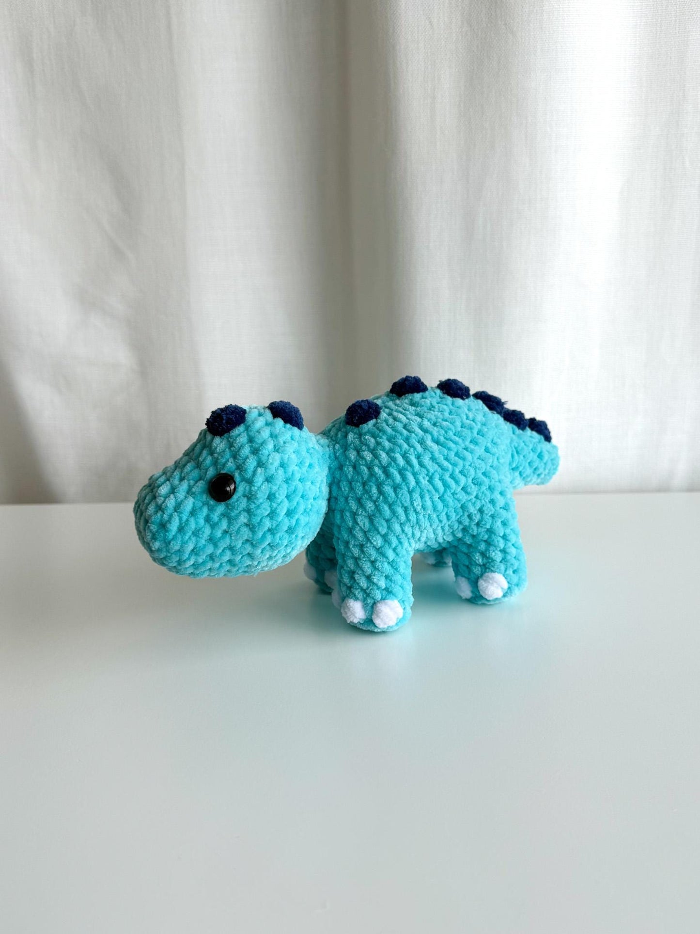 Handmade Crochet Blue Dinosaur Stegosaurus Amigurumi Plushie