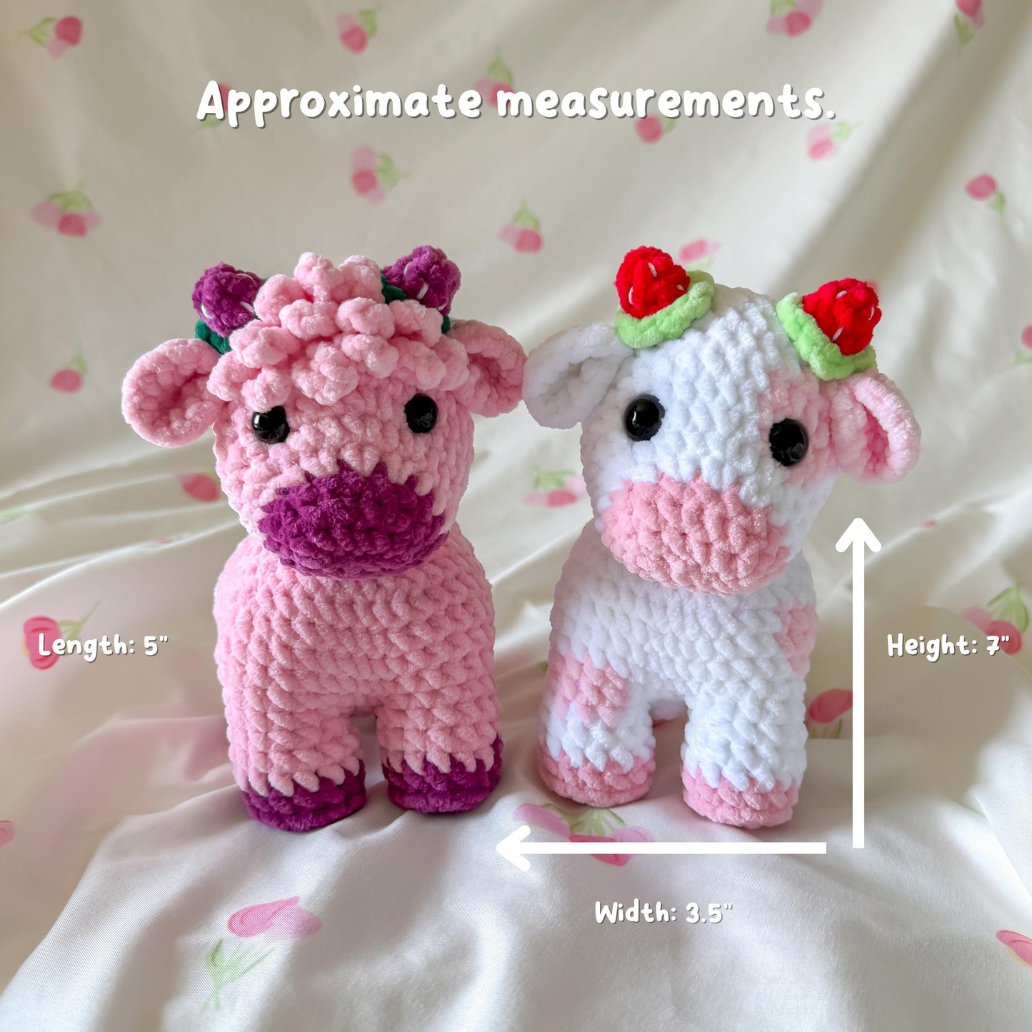 Standing Cow Crochet Pattern PDF - 12 in 1 Fruit + Highland Cows - Amigurumi Crochet Pattern, Instant Downlaod