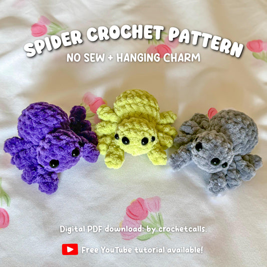 No Sew Spider Crochet Pattern | Amigurumi Plush Tutorial, Halloween Spider Plushie PDF, Beginner Friendly, Hanging Charm, Quick Project