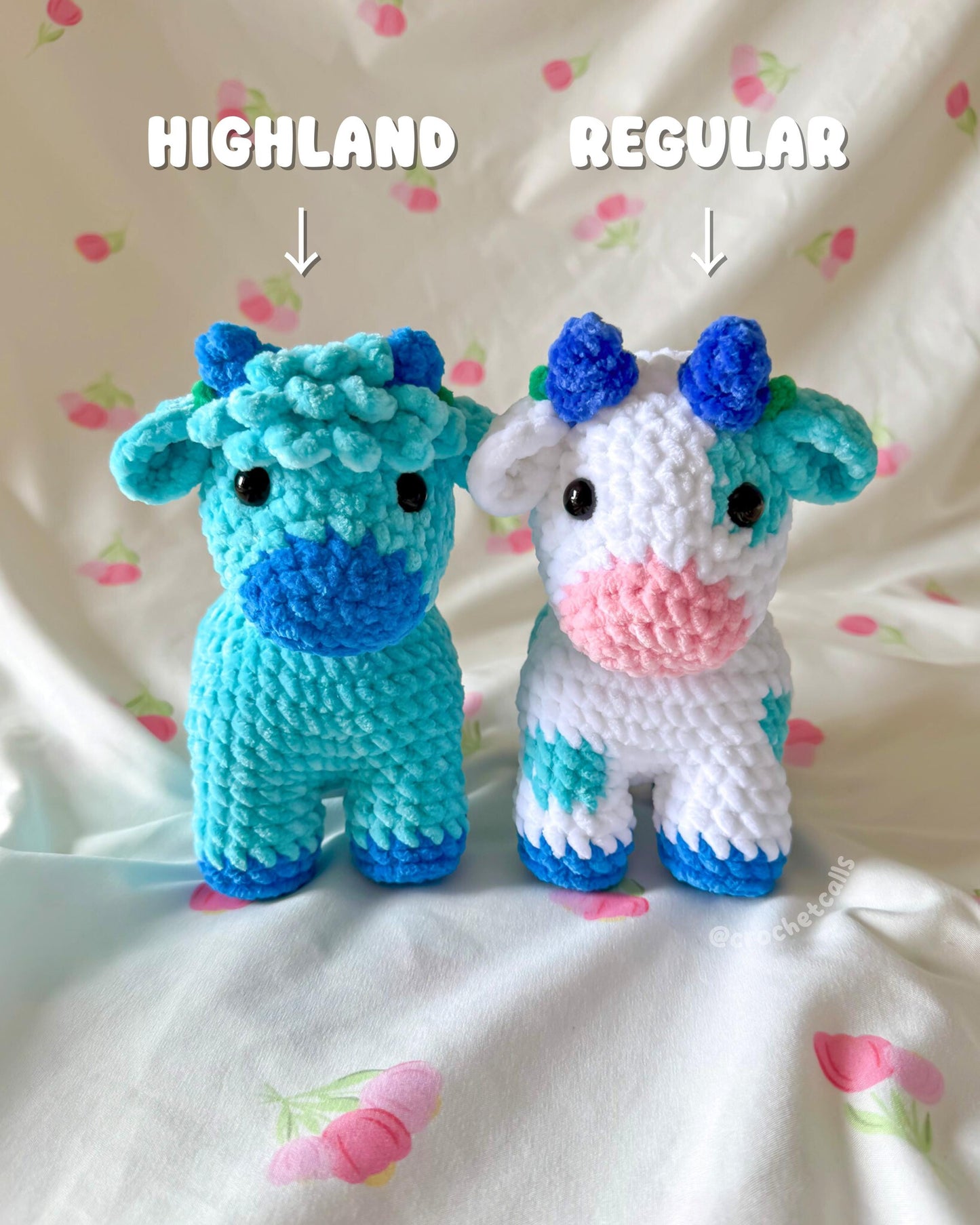 Handmade Crochet Fruit Cow Plushies | Strawberry, Banana, Watermelon, Blueberry, Grape, Highland