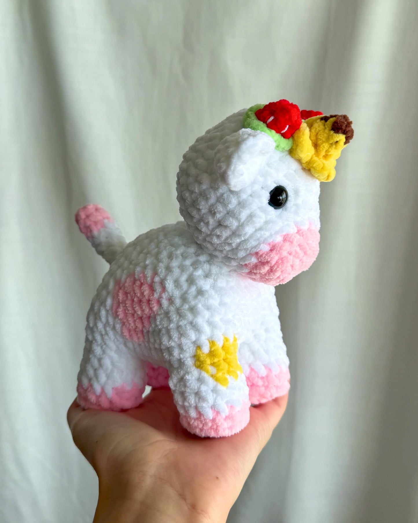 Handmade Crochet Strawberry Banana Cow Plushie