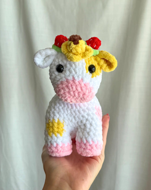 Handmade Crochet Strawberry Banana Cow Plushie