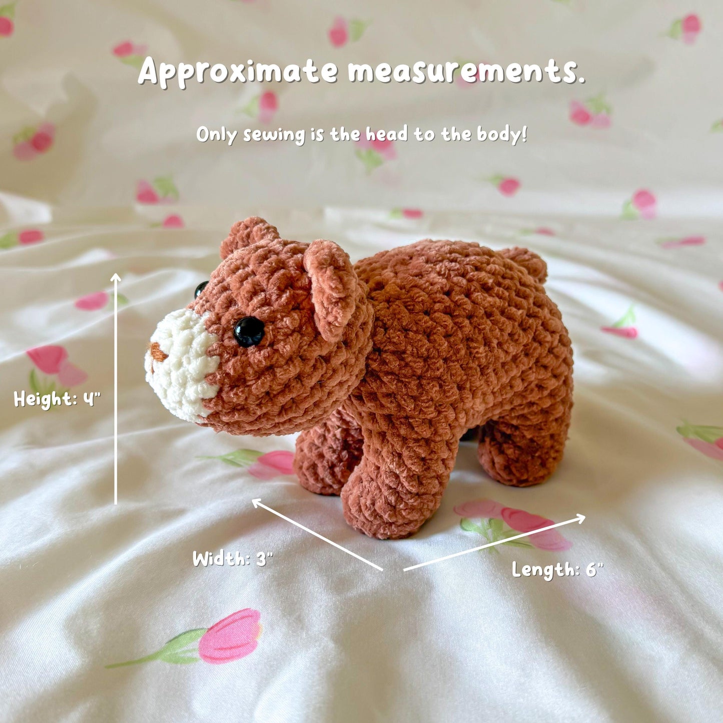 Low Sew Standing Bear Crochet Pattern | Amigurumi PDF