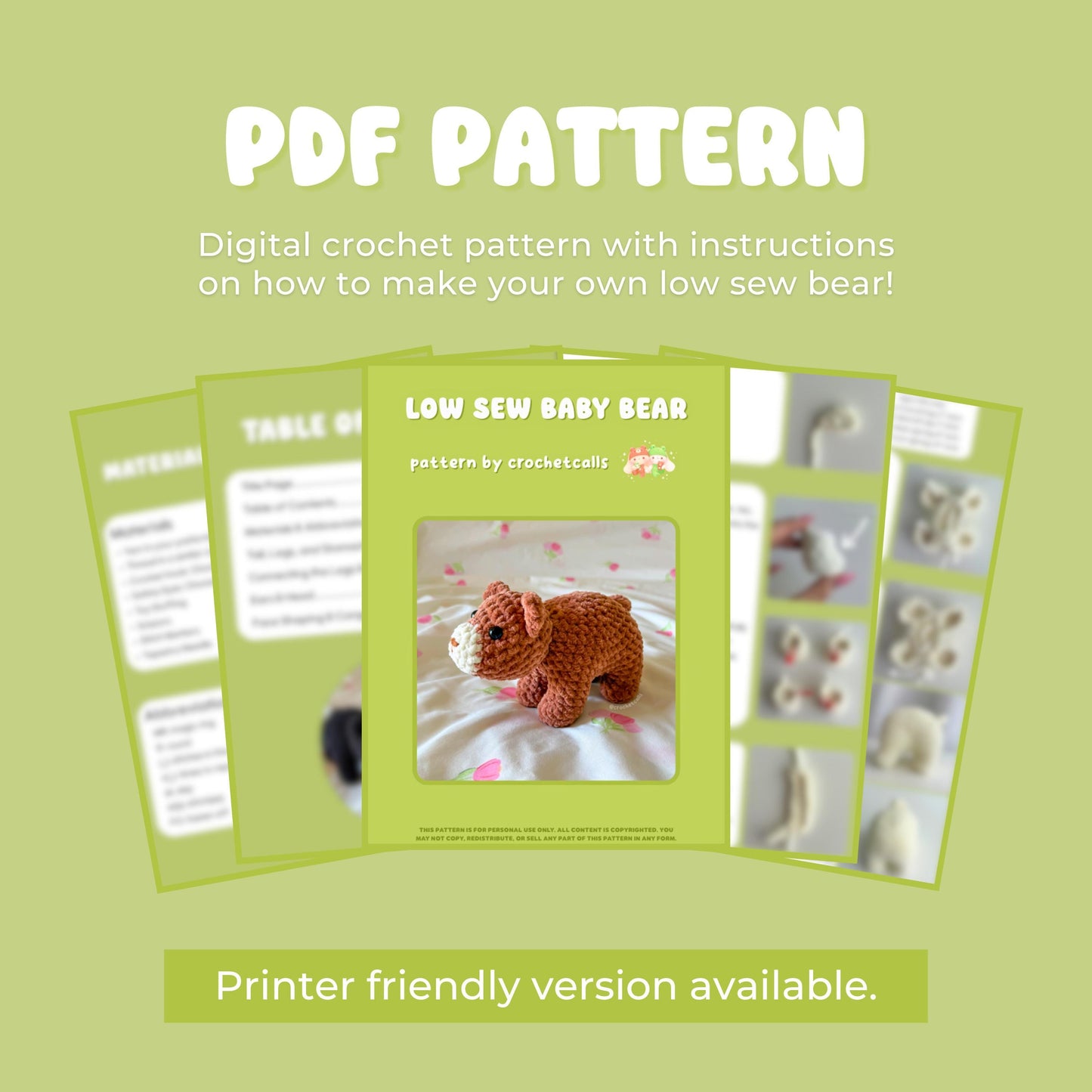 Low Sew Standing Bear Crochet Pattern | Amigurumi PDF