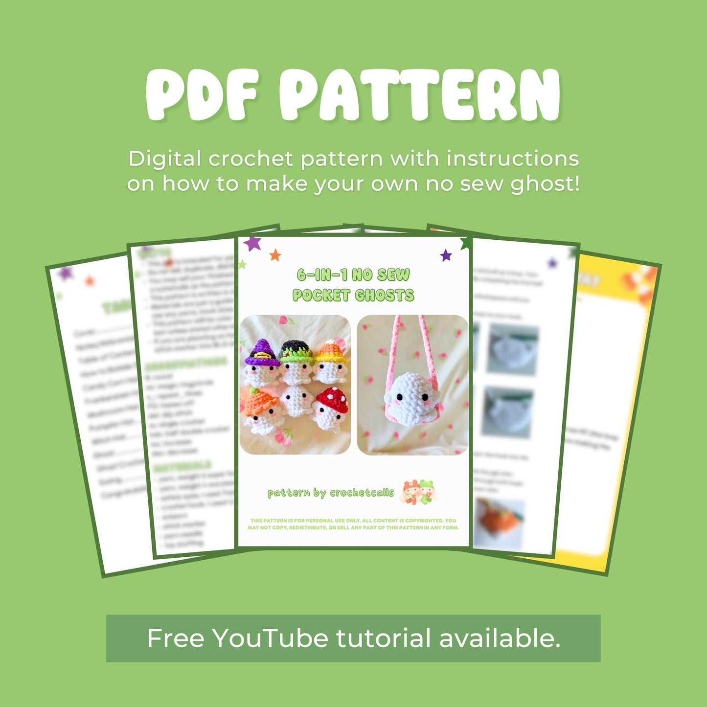 No Sew Ghost Crochet Pattern | Halloween Amigurumi PDF
