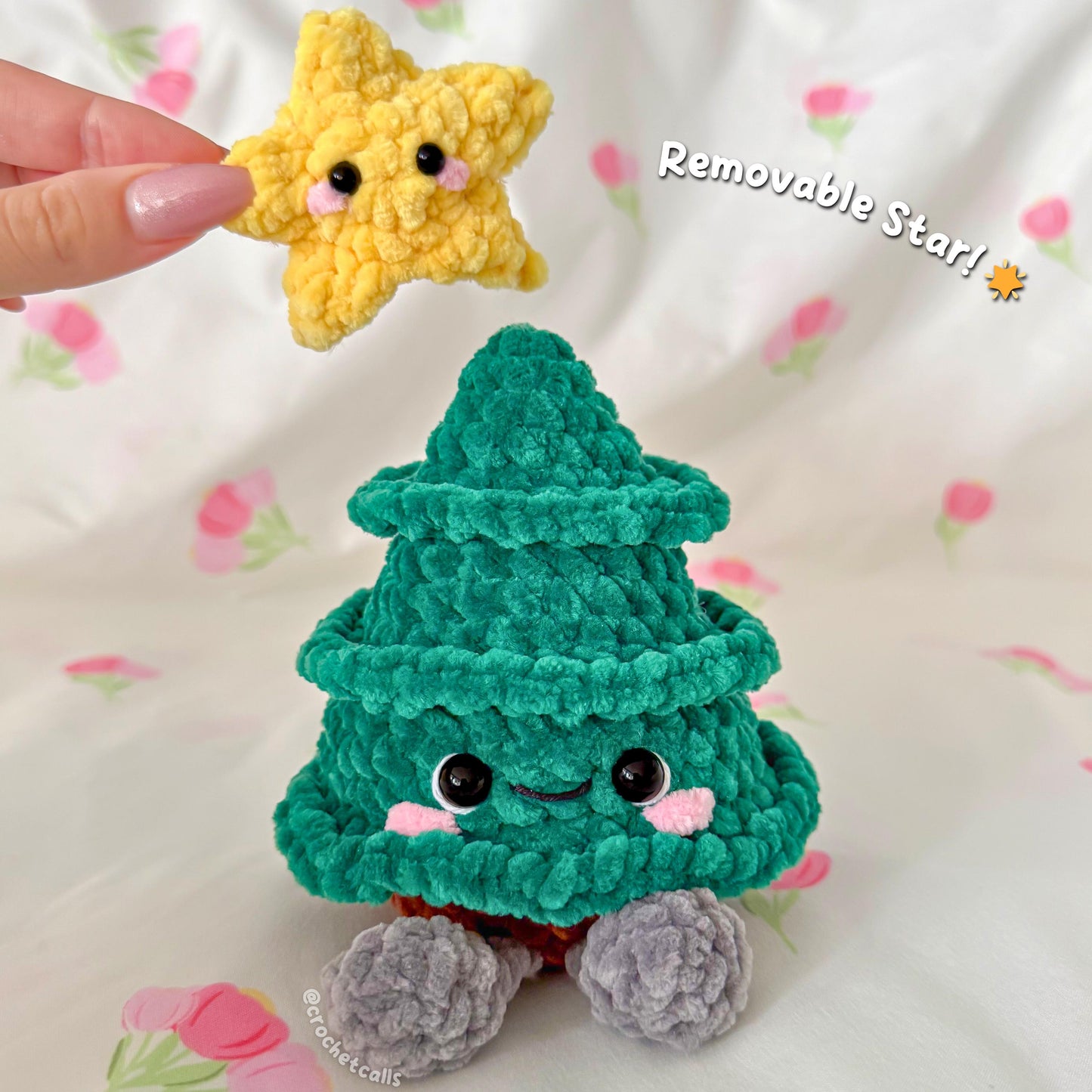 No Sew Christmas Tree Crochet Pattern | Low Sew Removable Star Topper | Amigurumi PDF Tutorial