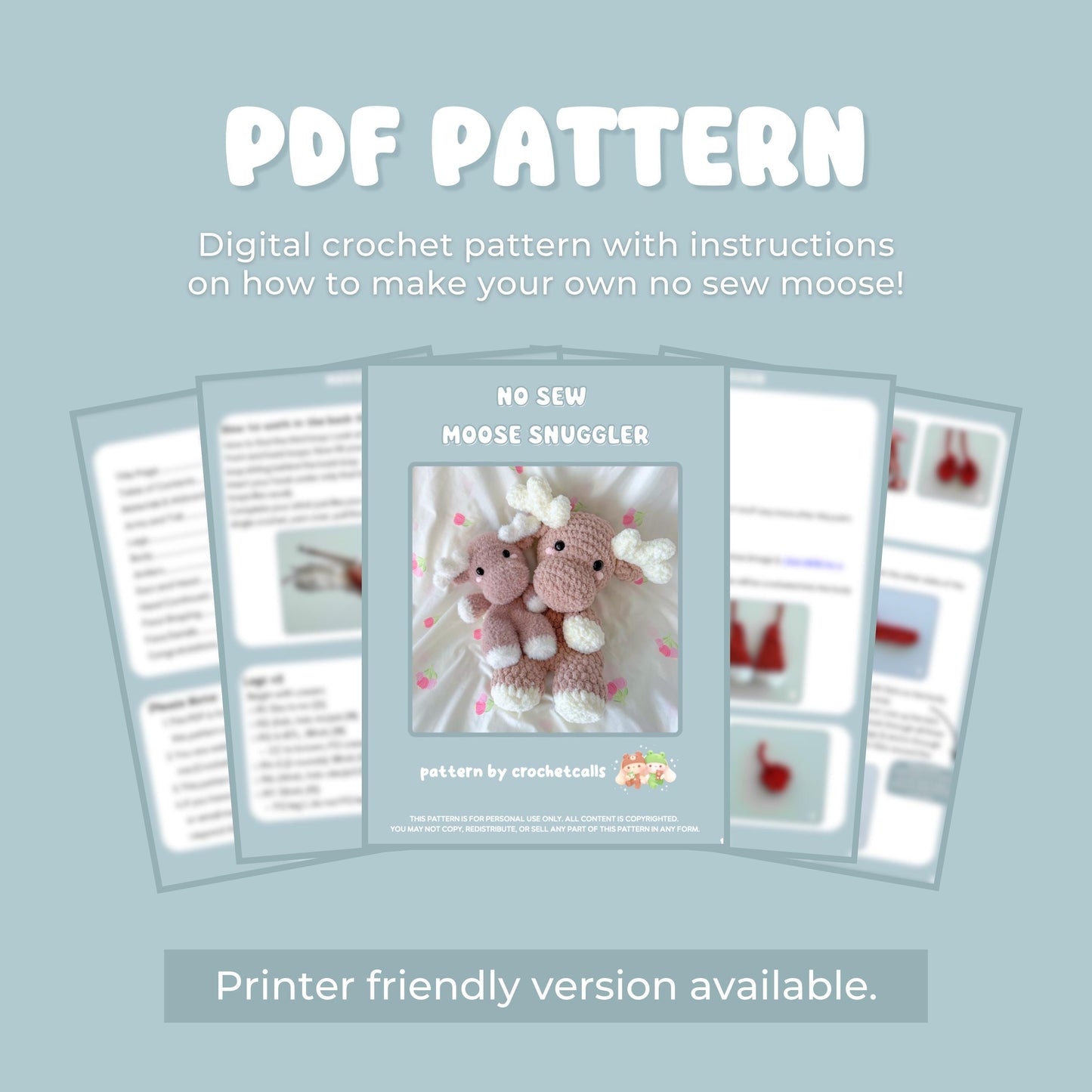 No Sew Moose Snuggler Pattern | Crochet Amigurumi PDF