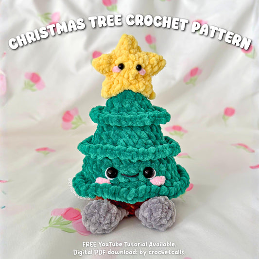 No Sew Christmas Tree Crochet Pattern | Low Sew Removable Star Topper | Amigurumi PDF Tutorial