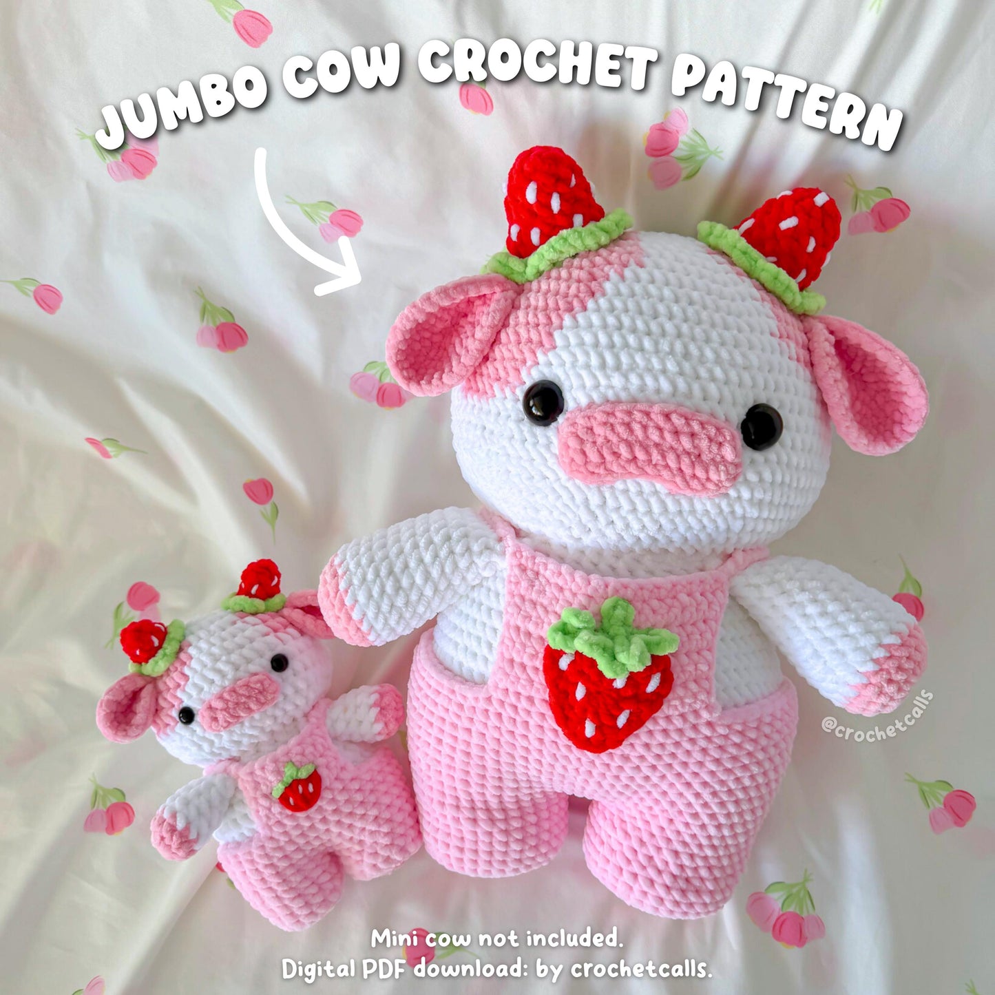 Jumbo Strawberry Cow Pattern | Crochet Amigurumi PDF
